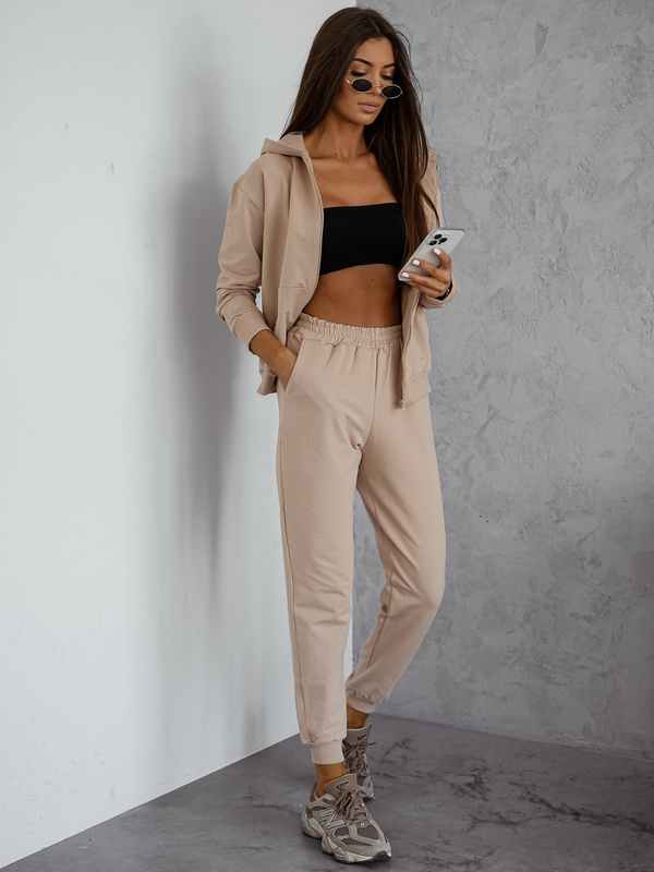 Dámský dvoudílný komplet s kapucí béžový Bolf 821110