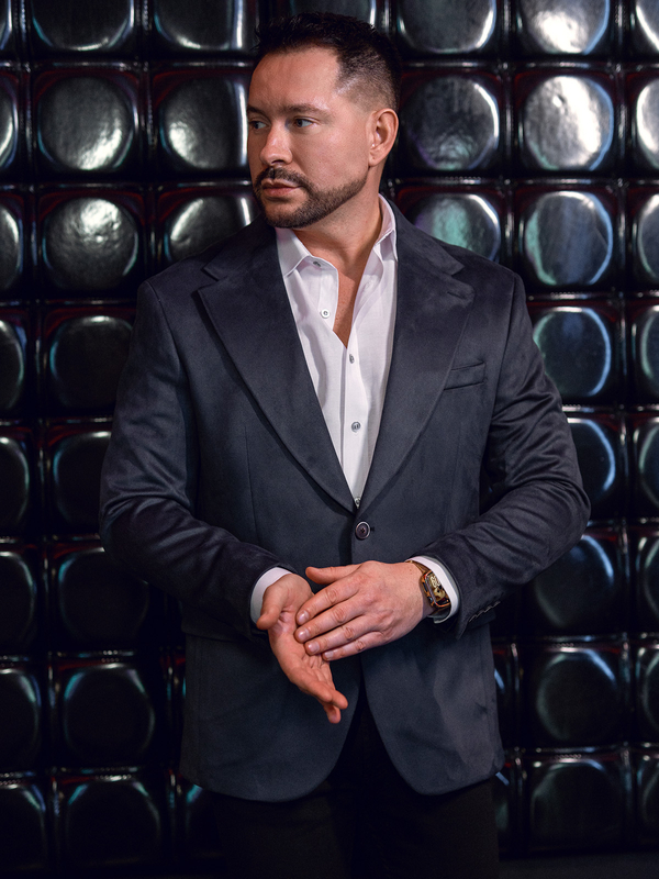 Pánské sametové sako tmavomodré Bolf 24410