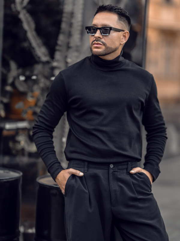 Pánský basic bavlněný rolák černý Bolf 535A