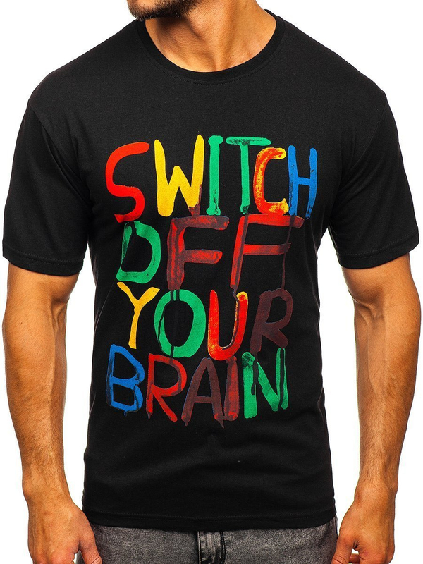 Černé pánské tričko s potiskem Bolf 1181