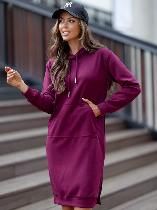Dámská sportovní šaty s kapucí bordó Bolf 523