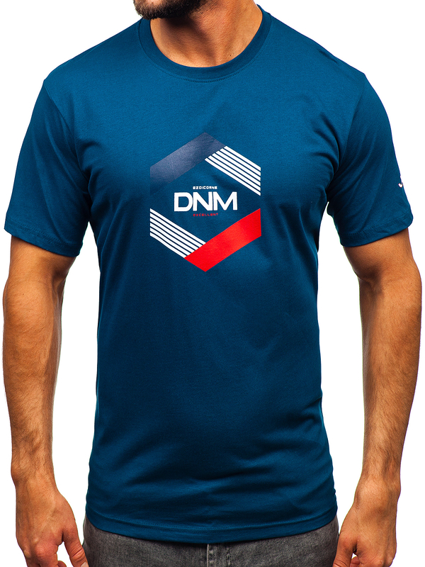 Tmavě modré pánské bavlněné tričko Bolf 14741