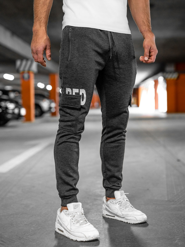 Grafitové pánské jogger kapsáčé Bolf HM2176