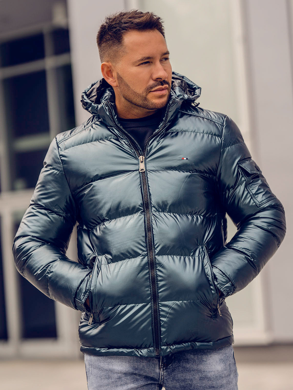 Zelená pánská prošívaná zimní sportovní bunda Bolf EX2138A