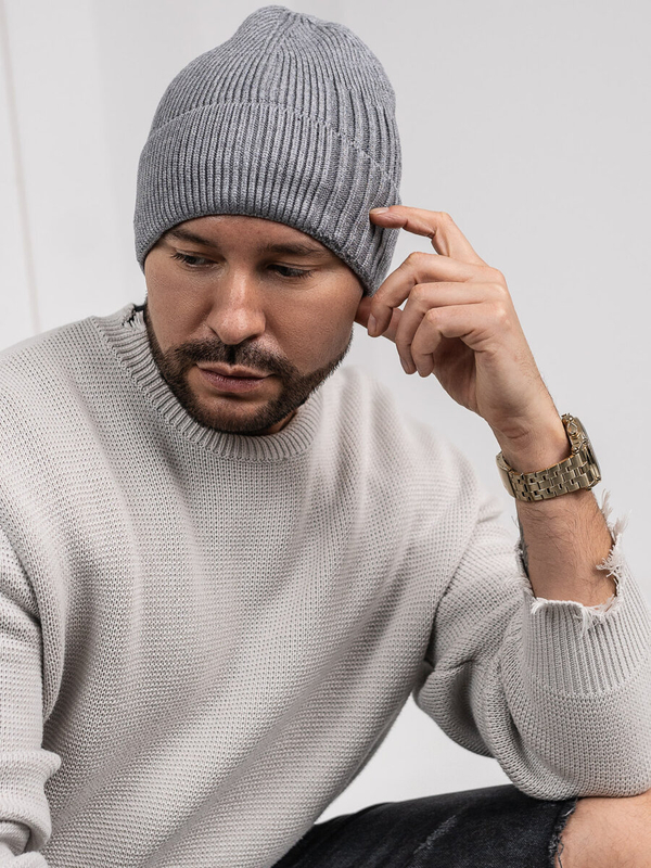 Šedá pánská zateplená zimní čepice Bolf 387045