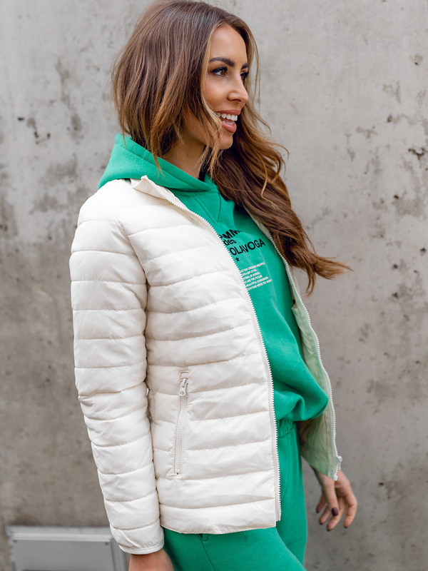 Béžová dámská prošívaná přechodová bunda se stojatým límcem Bolf 1141A