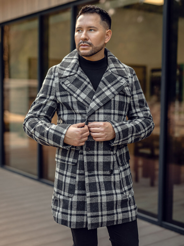 Šedý pánský zimní kabát Bolf 1115A