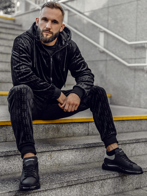 Černá pánská velurová souprava Bolf 3B115A