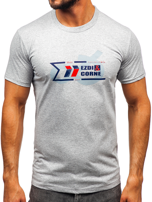 Šedé pánské bavlněné tričko Bolf 14736