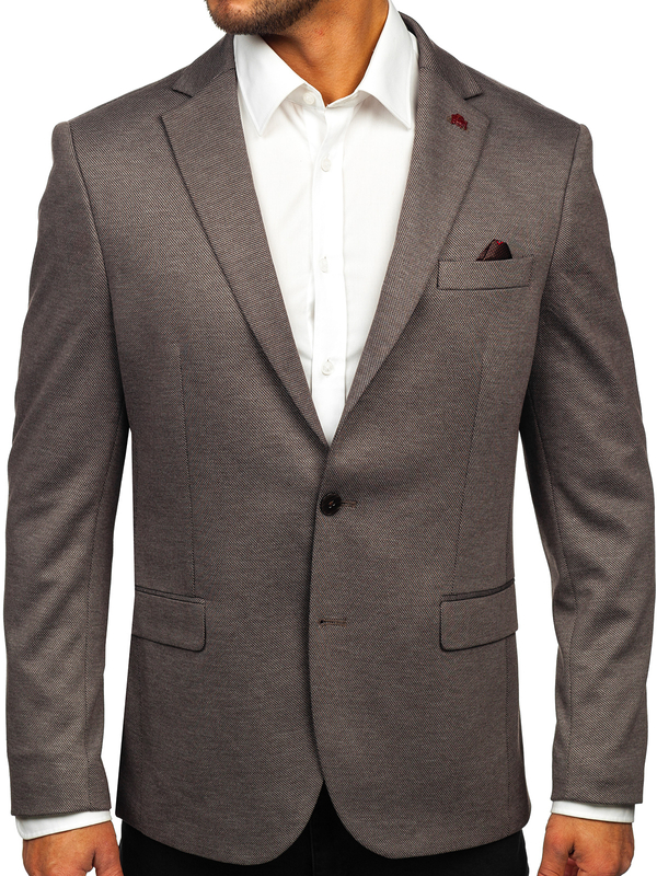 Tmavě hnědé pánské elegantní sako Bolf 024