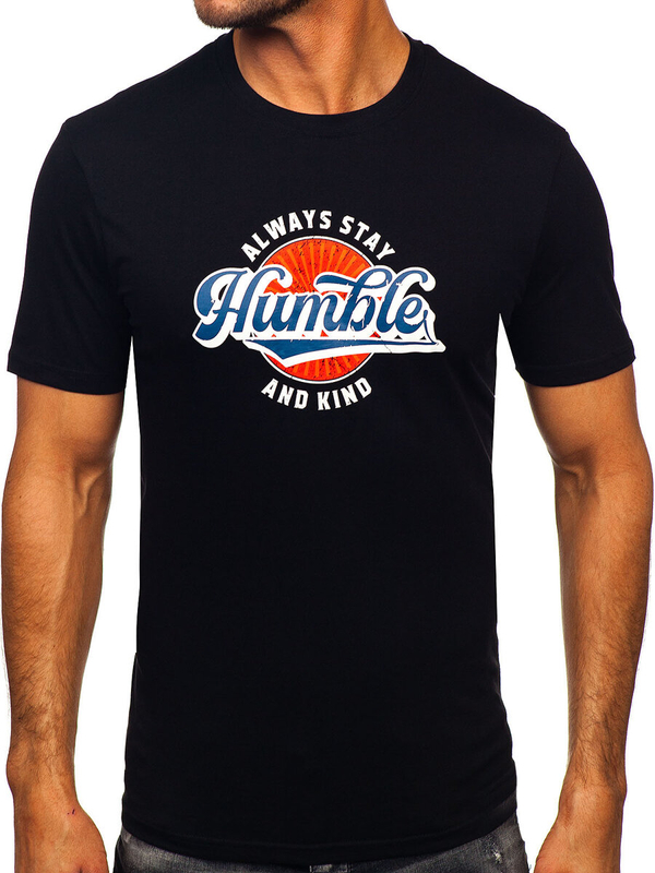 Černé pánské bavlněné tričko s potiskem Bolf MPO3531