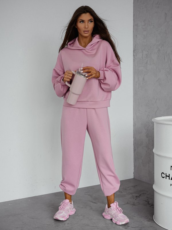 Dámský dvoudílný komplet s kapucí pudrový Bolf 525