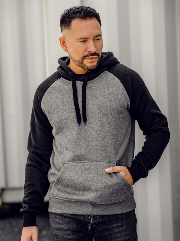 Grafitová pánská mikina s kapucí Bolf LM77002