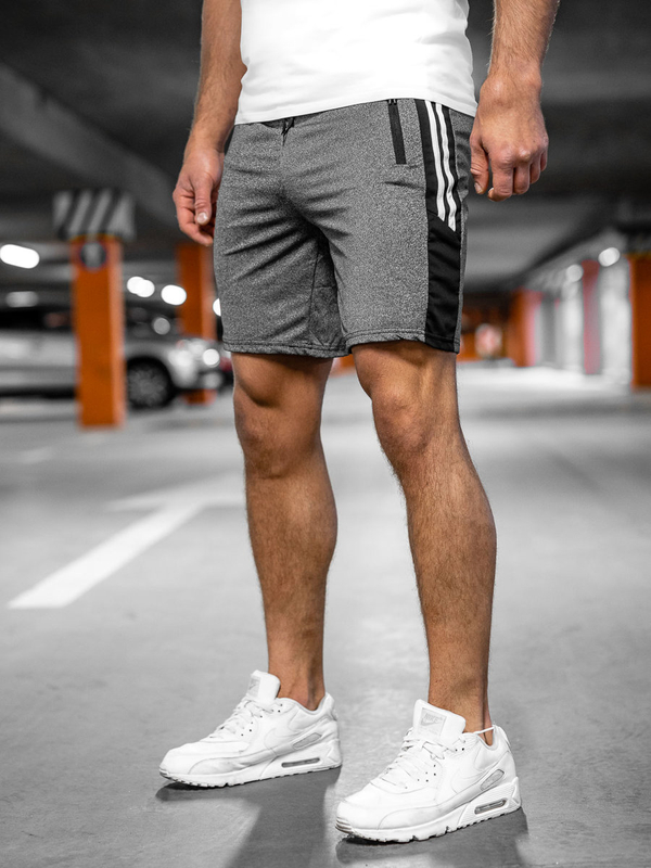 Grafitové pánské teplákové kraťasy Bolf 68006A