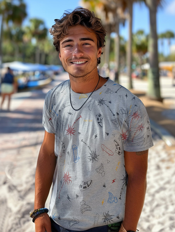 Šedé pánské bavlněné tričko s potiskem Bolf 1150A2