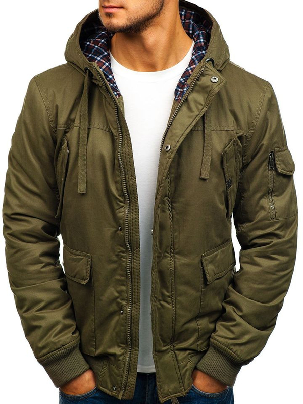 Zelená silná pánská zimní bavlněná bunda Bolf 1890