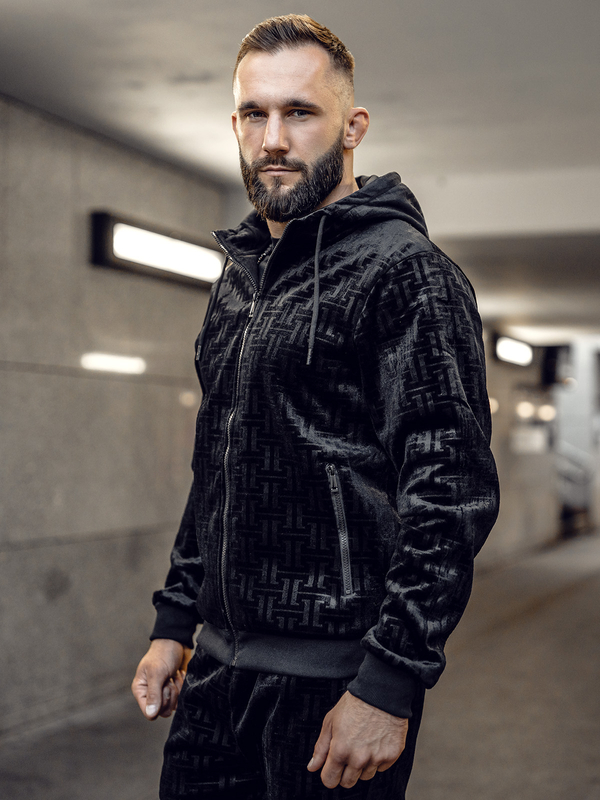 Černá pánská velurová souprava Bolf 3B115A