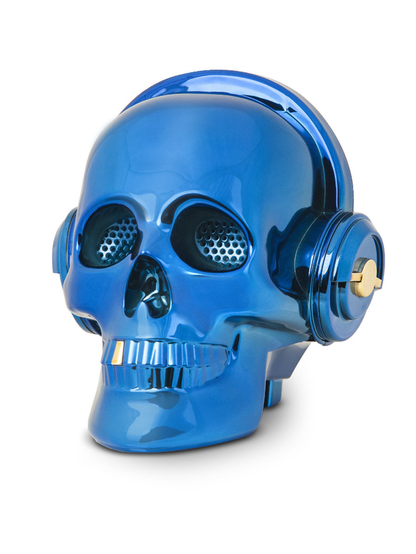 Modrý bezdrátový reproduktor lebka bluetooth E80