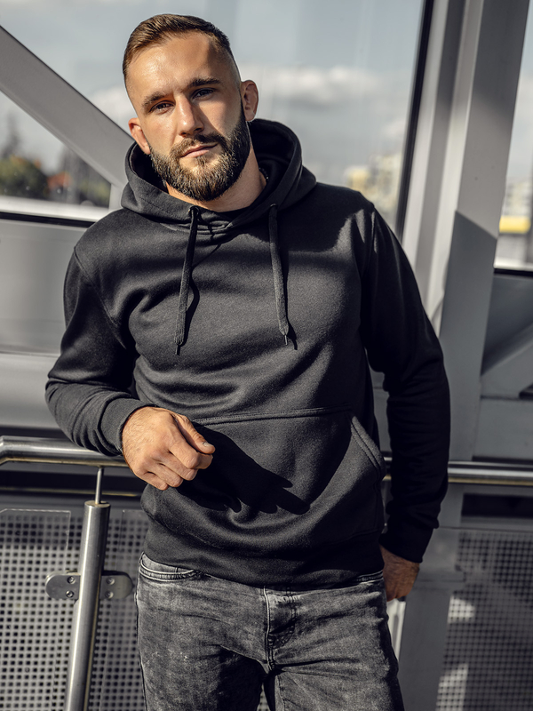 Pánská klokanková mikina s kapucí černá Bolf 2009A4