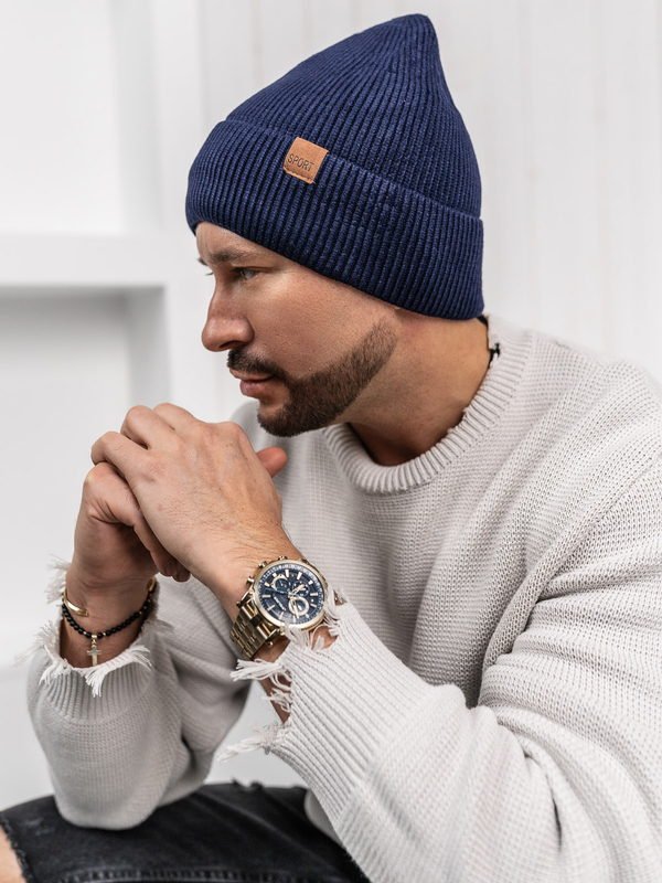 Tmavě modrá pánská zateplená zimní čepice Bolf 387043