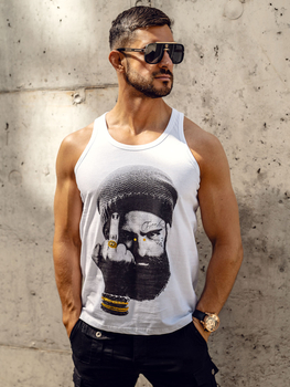 Bílé pánské tílko s potiskem tank top Bolf 14842A