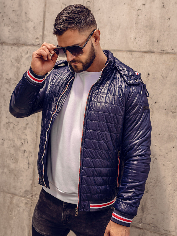 Tmavě modrá pánská prošívaná přechodová bunda Bolf 6191A