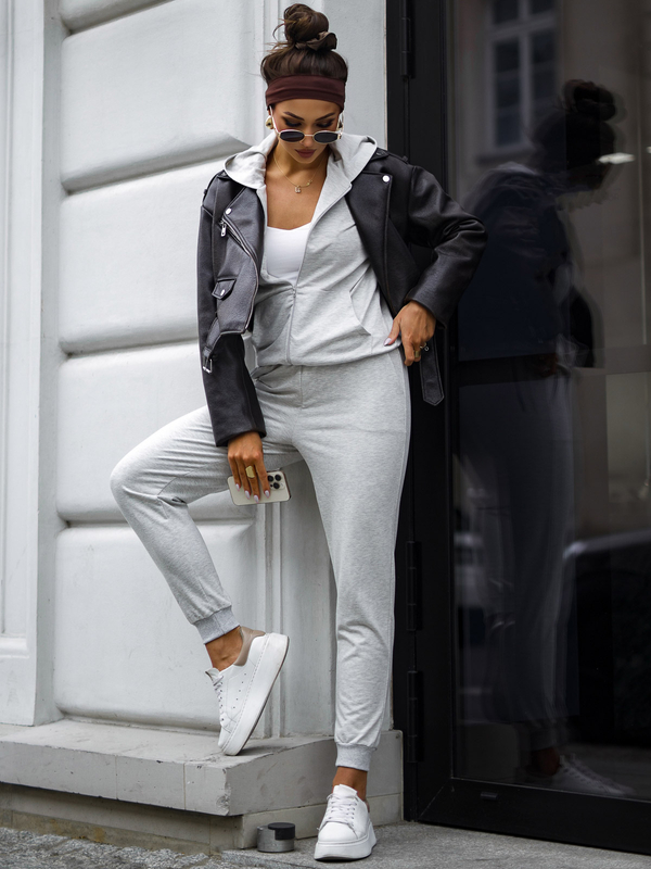 Dámský dvoudílný komplet s kapucí melírovaný Bolf 821110