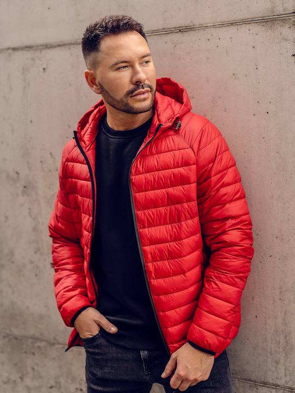 Červená pánská prošívaná přechodová bunda Bolf M13021A