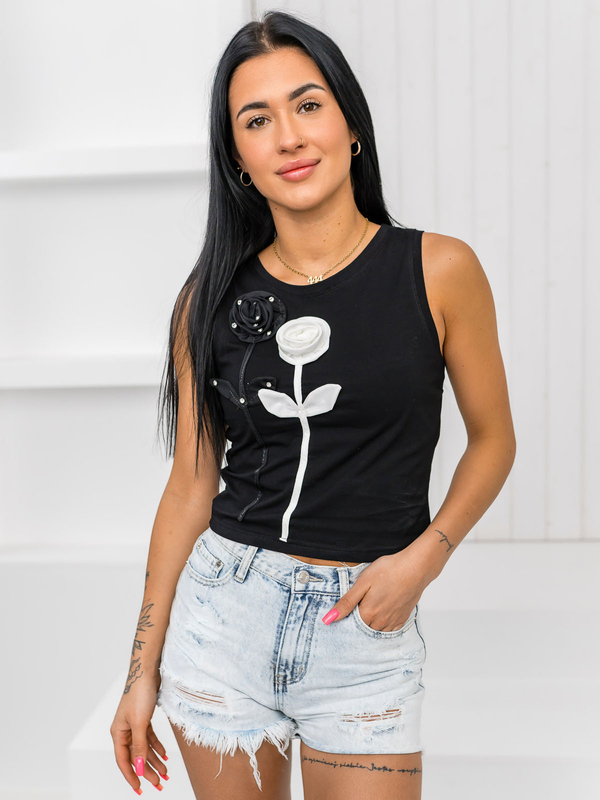 Černé dámské tílko s aplikacií Bolf 96T653