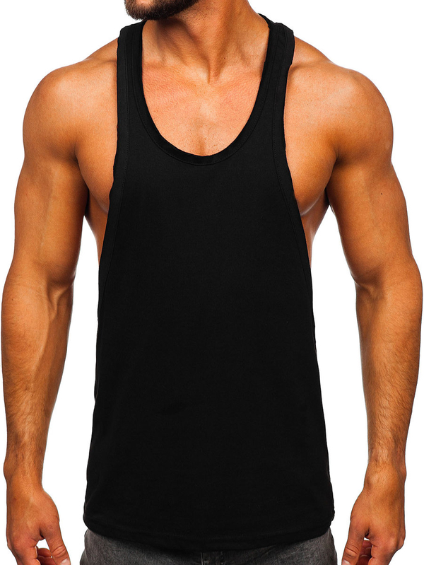 Černé pánské tank top tílko boxerského střihu bez potisku Bolf 1245