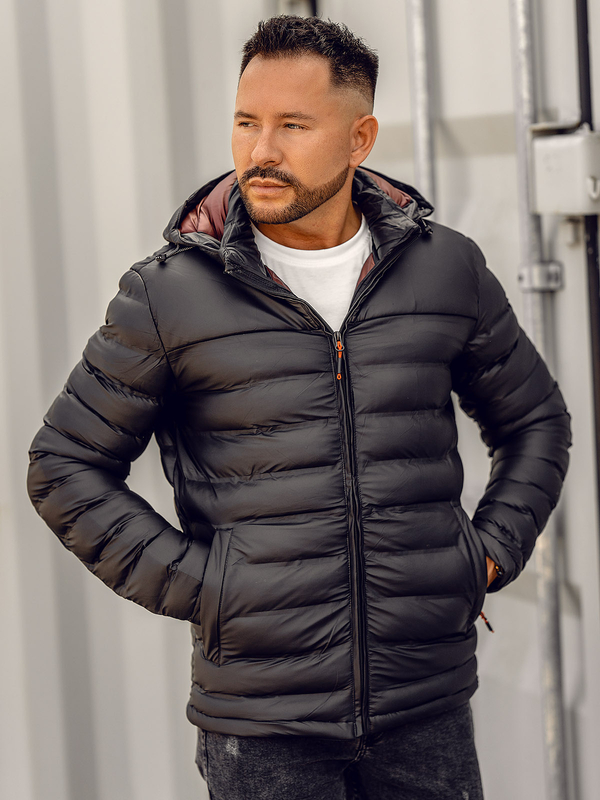 Černá pánská prošívaná zimní bunda Bolf 22M326