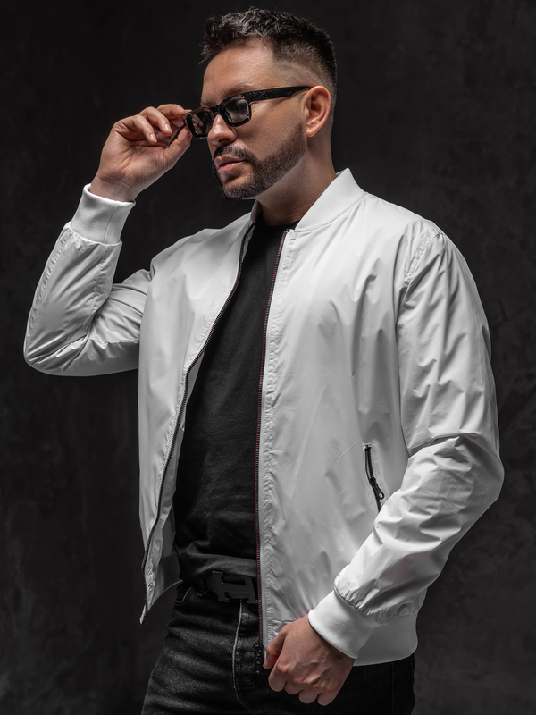 Bílá pánská přechodová bunda bomber Bolf 7116A1