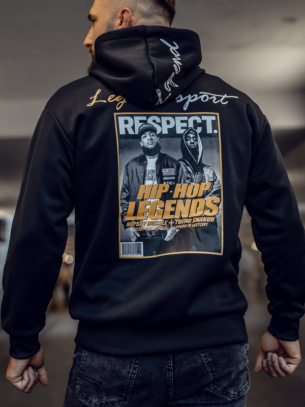 Černá pánská mikina s kapucí a potiskem anorak Bolf M280