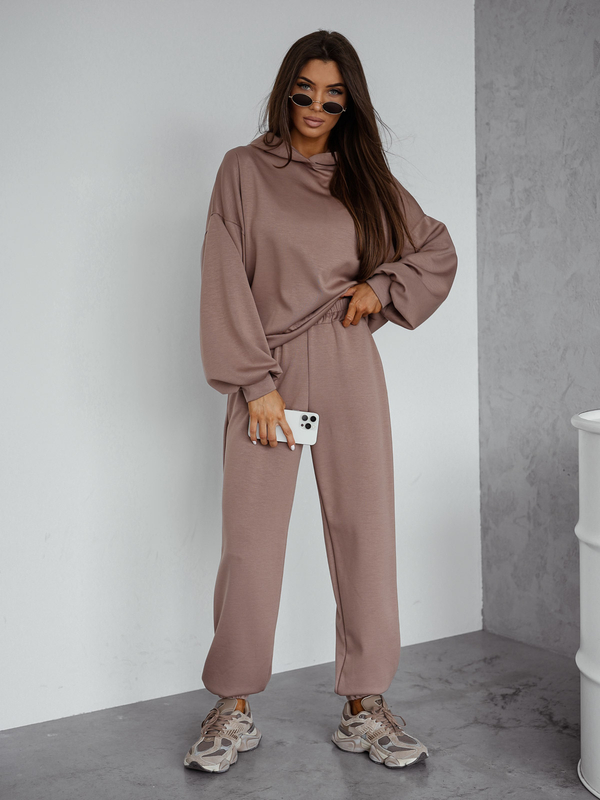 Dámský dvoudílný komplet s kapucí cappuccino Bolf 525